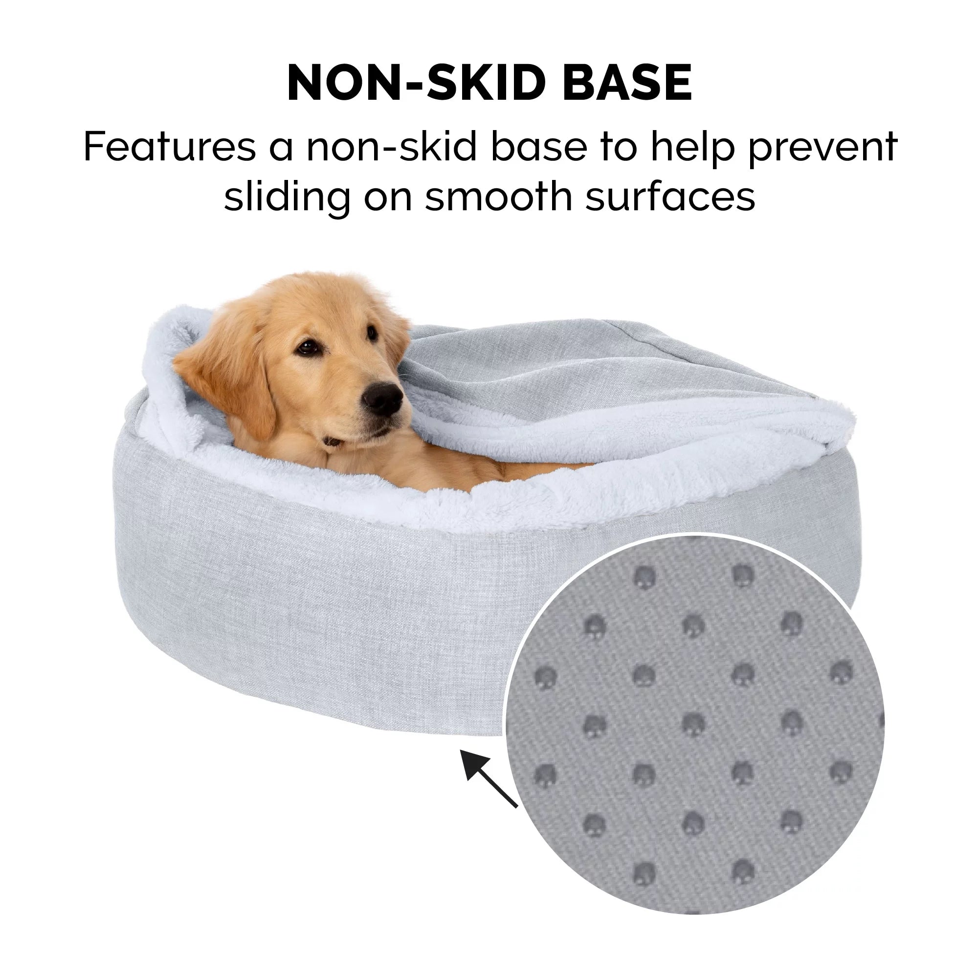Mist Gray Small Plush Hooded Donut Pet Bed U46967