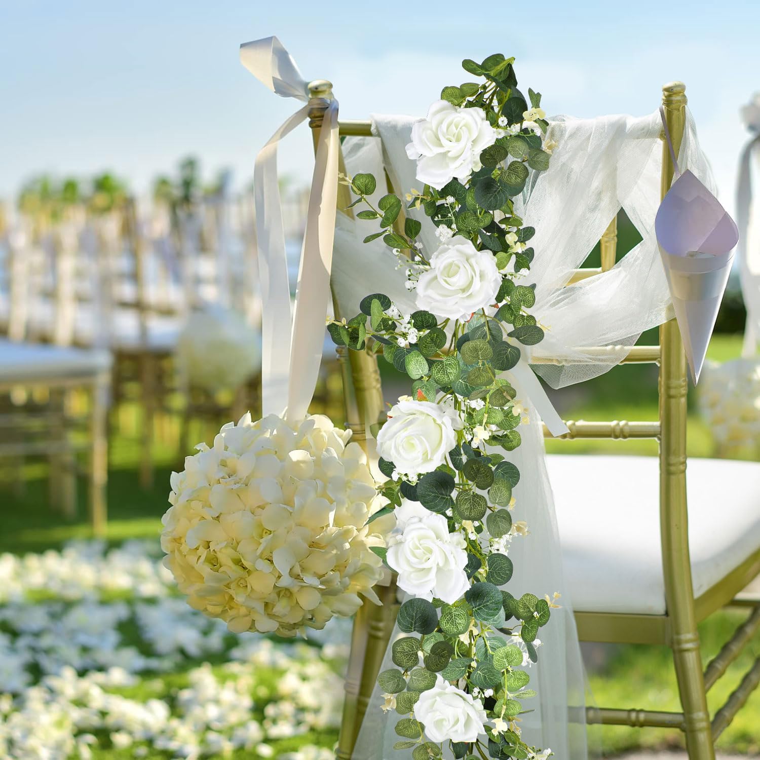6.5ft Artificial Eucalyptus Garland with Flowers T8091