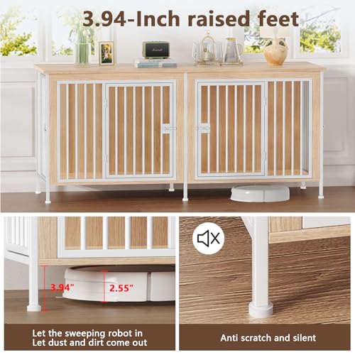39.96" XL Wooden Large Dog Crate Furniture with 2 Doors G320