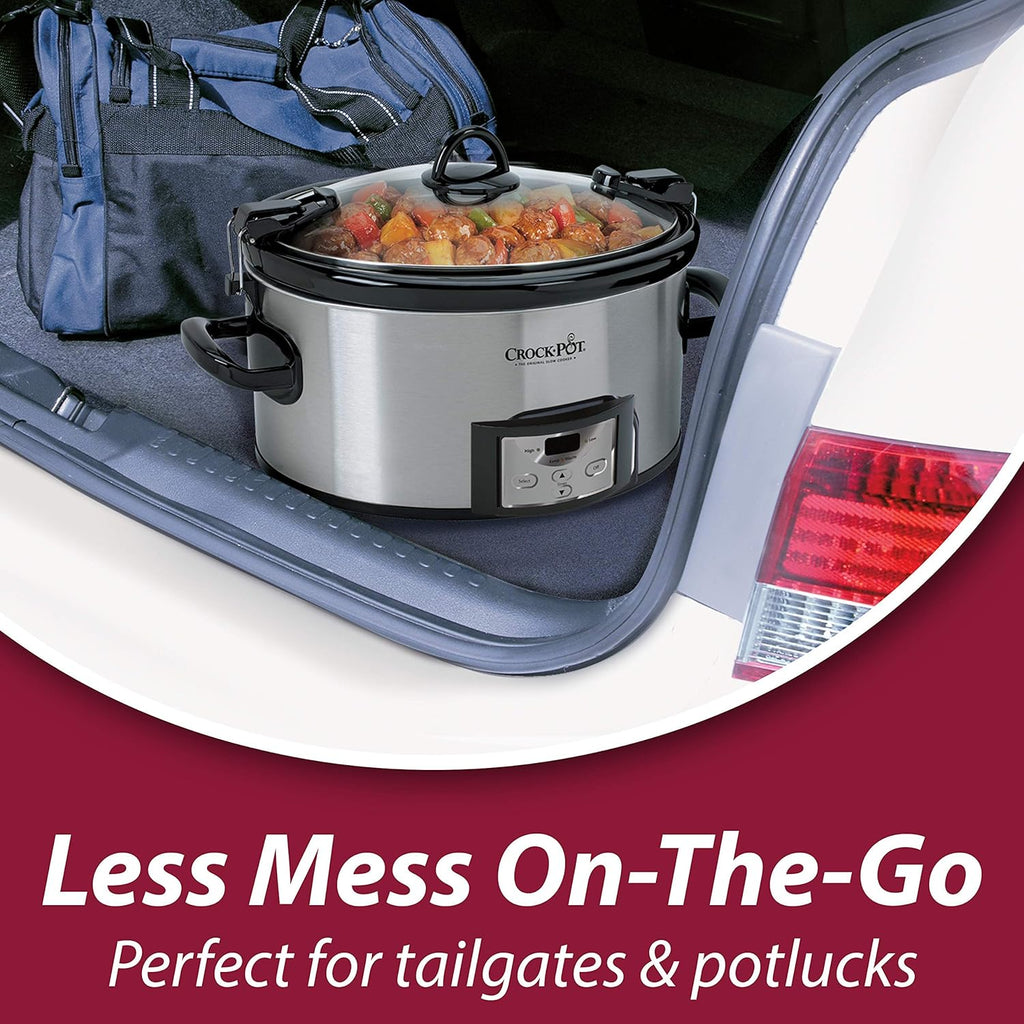 6 Quart Programmable Slow Cooker with Digital Timer, Stainless Steel Y385