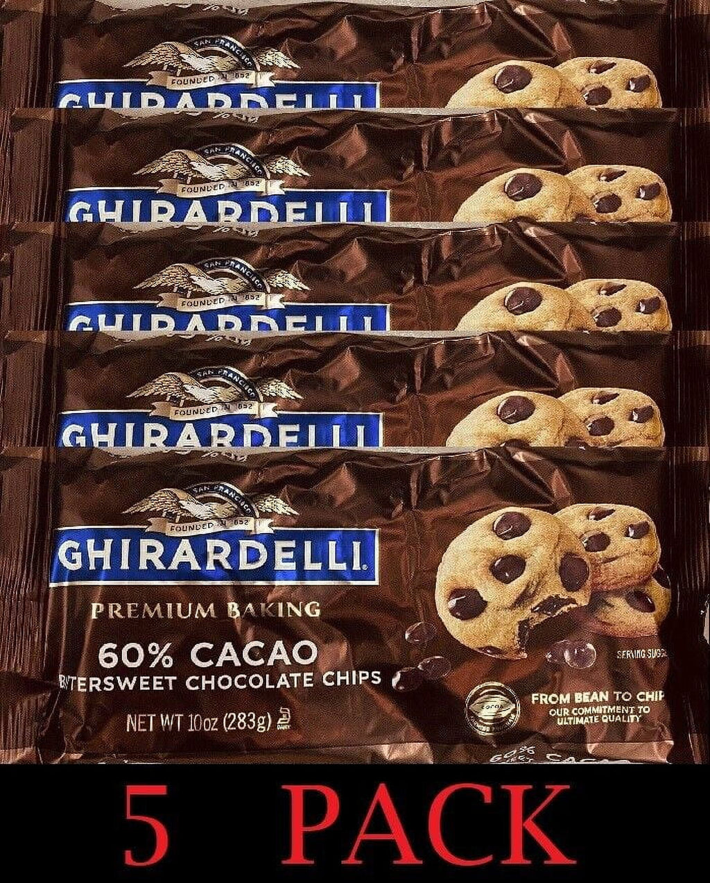 5 PACK 10 oz 60% Cocoa Bittersweet Chocolate Chips D291161