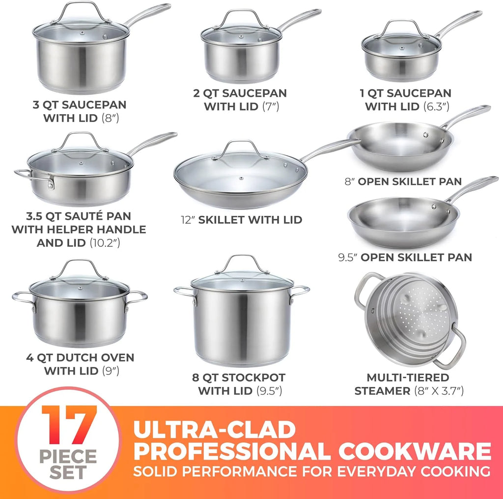 17-Piece Stainless Steel Cookware Set D15556