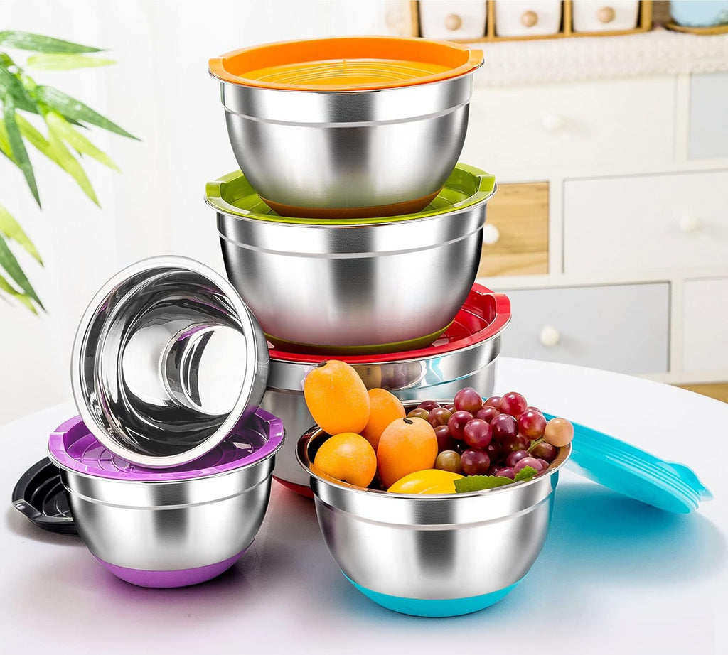 Stainless Steel Mixing Bowls with Lids, Set of 6 X911