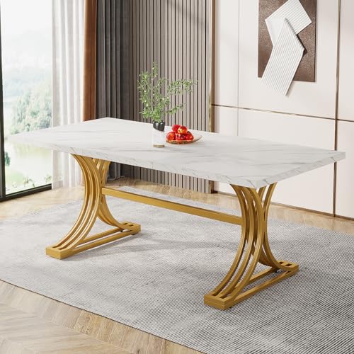 63-Inch Rectangular Dining Table with Grey Table Top and Metal Legs A6584