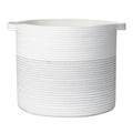 White & Grey Cotton Rope Storage Basket with Handles O155425