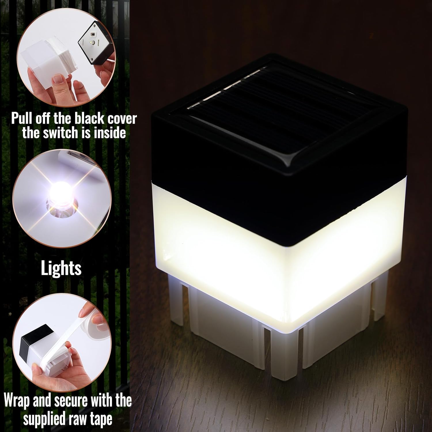 20 Pack Solar Fence Post Cap Lights 2 x 2 Inches White Light L898