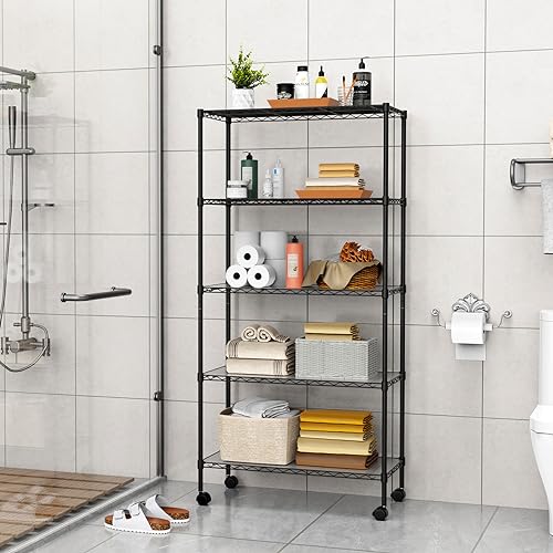 5 Tier NSF Metal Wire Shelving Unit, 60" H x 30" L x 14" D, Chrome N8347
