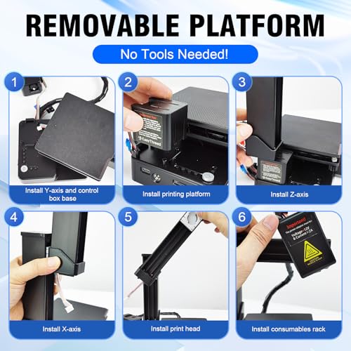 Small Entry Level Portable FDM 3D Printer with Removable Build Plate, 100x100x100mm Build Volume (Black) A439