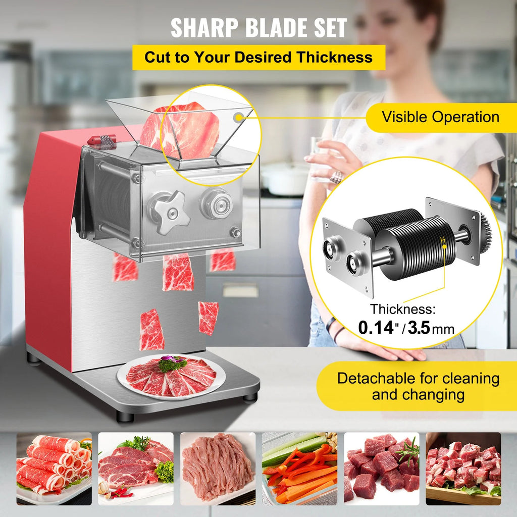 Red Electric Stainless Steel Meat Cutter with 3.5mm Blade Y109217