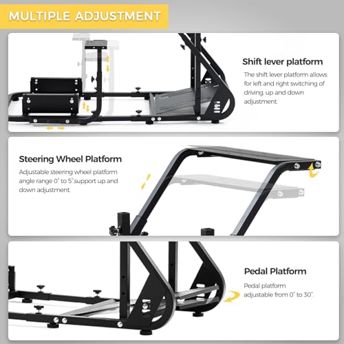 Reinforced Stabilizing Racing Steering Wheel Cockpit Adjustable Driving Simulator TV Stand M6378