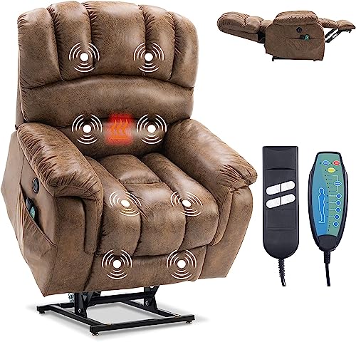 Large Dual Motor Lay Flat Lift Recliner Chair with Heat & Massage X4650