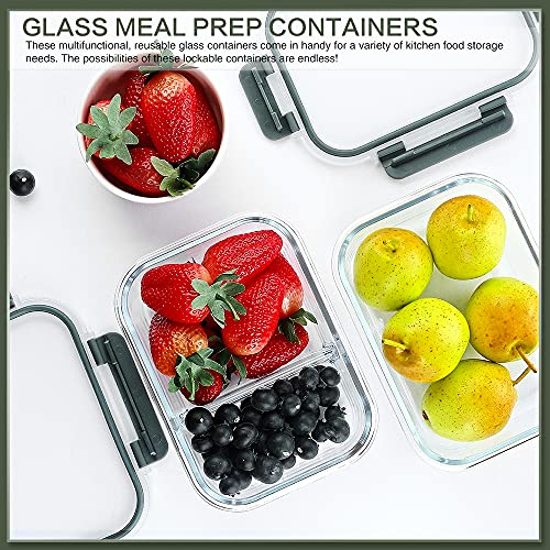 10 Packs 30 oz Glass Meal Prep Containers with Lids S388