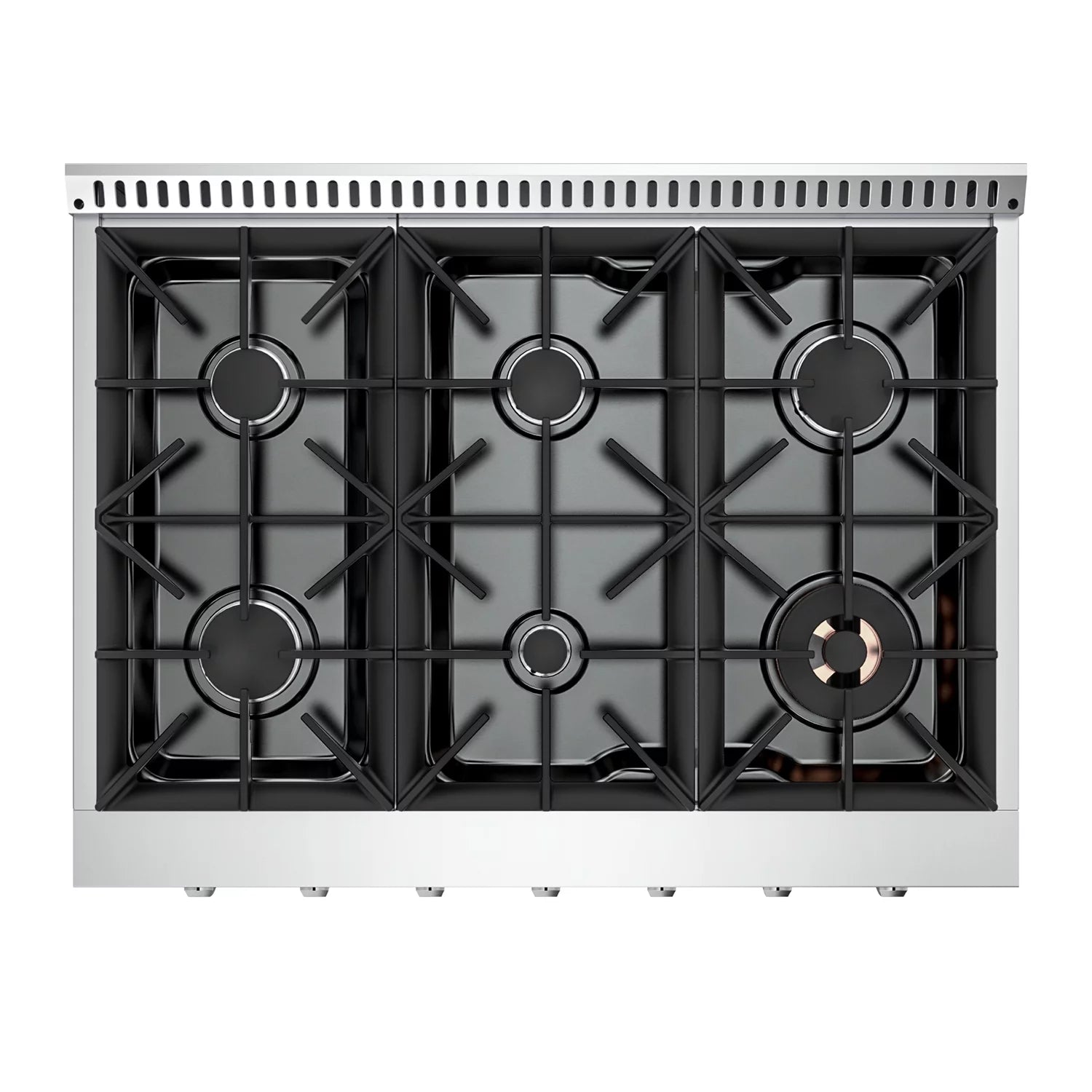 36 in. 5.2 cu. ft. Single Oven Gas Range with 6 Sealed Burners and Continuous Grates in Stainless Steel G664652