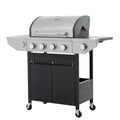 4 Burner Gas Grill with Side Burner, Stainless Steel Propane BBQ Grill with Built in Thermometer E2360