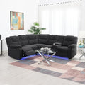 94'' L-Shaped Velvet Reclining Sectional Couch with LED Light and Storage Box L1106
