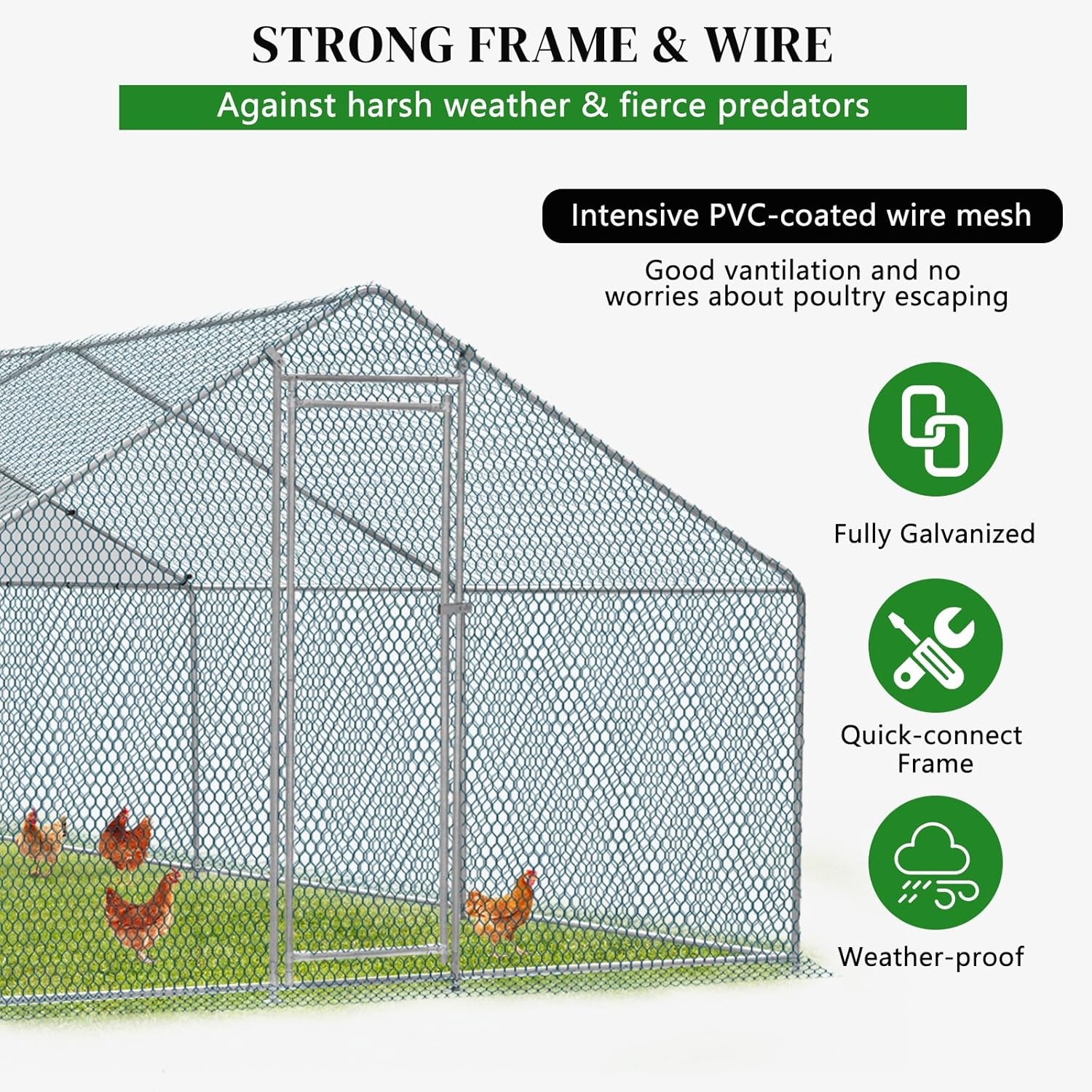 20 x 10 ft Metal Chicken Coop with Waterproof Cover J6163