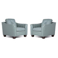 2 Piece Tufted Leather Accent Chair Set In Spa Blue V12599