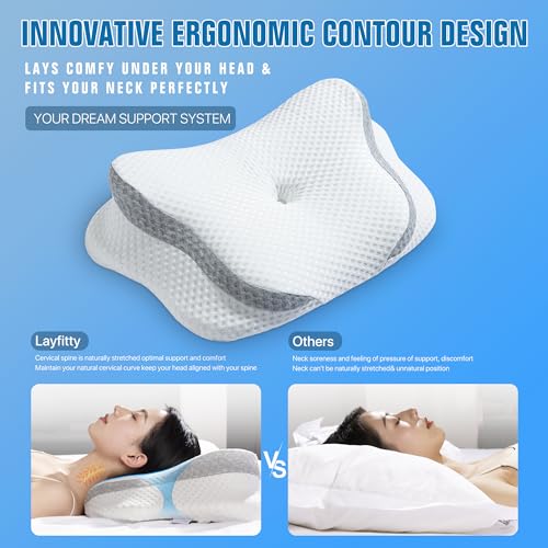 Cooling Contour Memory Foam Adjustable Orthopedic Neck Pillow with Pillowcase N957