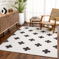 Black White 7'10" x 10'3" High Pile Area Rug B40145