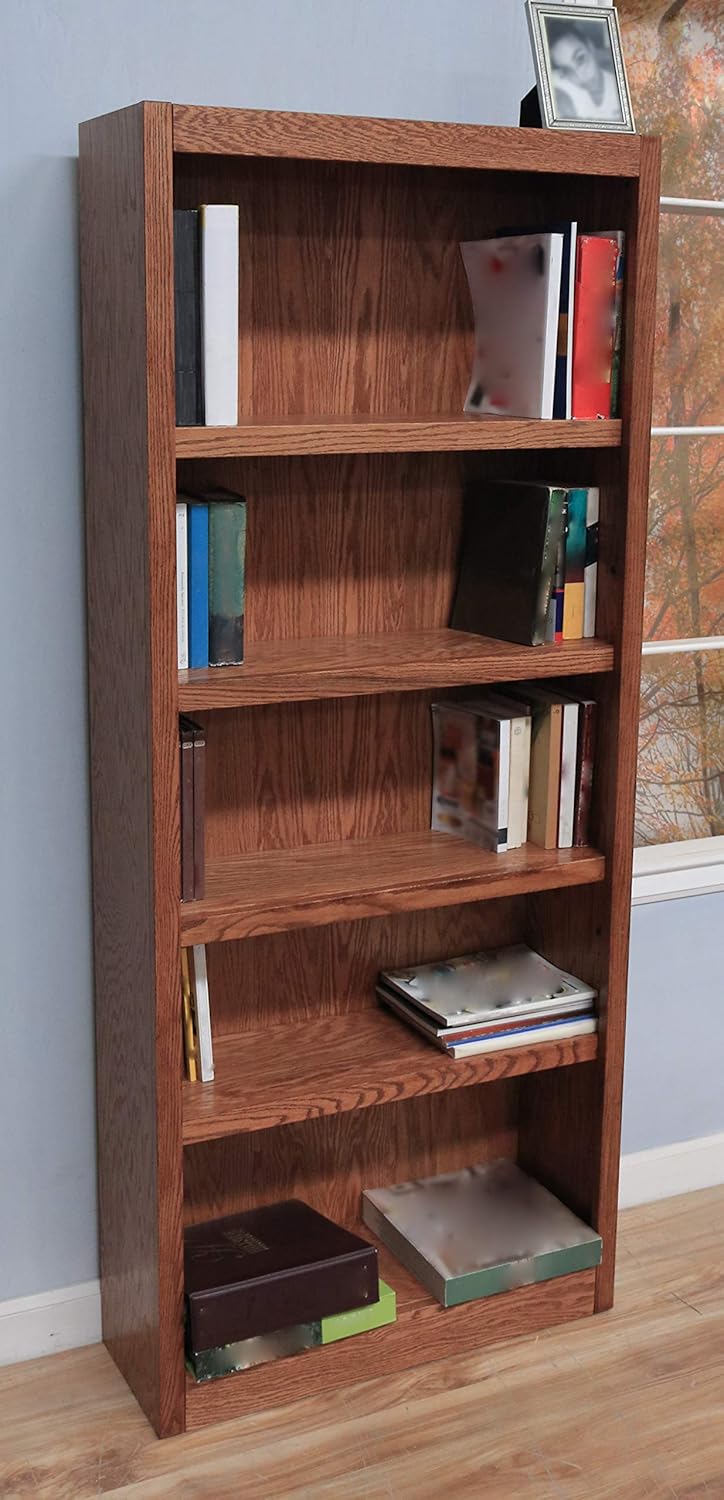 Five Shelf Bookcase 72" H Dry Oak Finish V454238