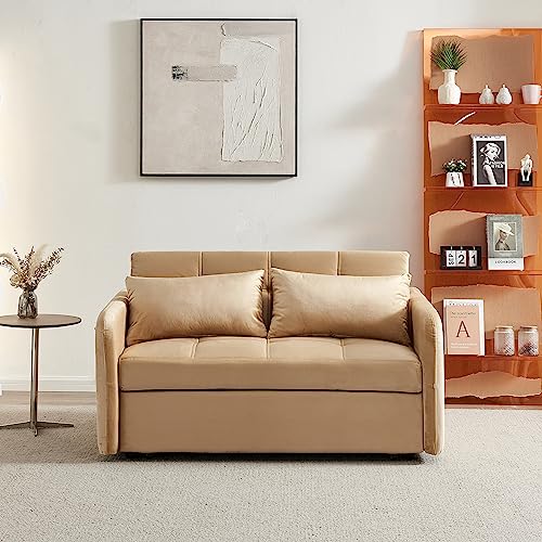 Pink Velvet Full Size Pull Out Sofa with USB Port Y144