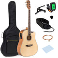 Natural Acoustic Electric Cutaway Guitar Set with Capo, E-Tuner, Bag, Picks, Strap M65278