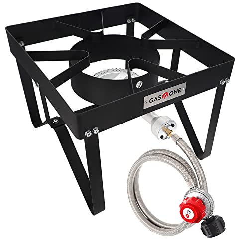 200K BTU Propane Burner with Adjustable 0-20Psi Regulator and Steel Braided Hose A795128