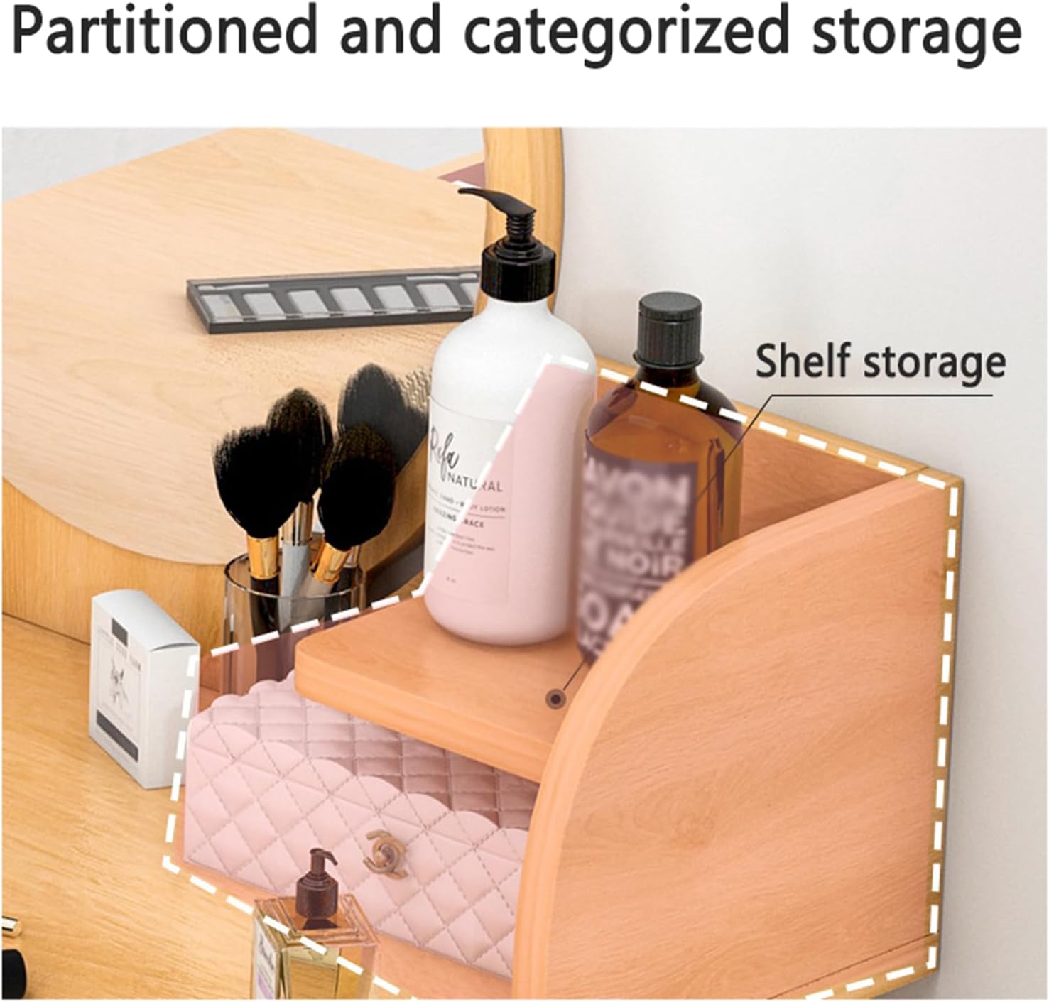 Makeup Vanity with Mirror and 2 Drawers O739781
