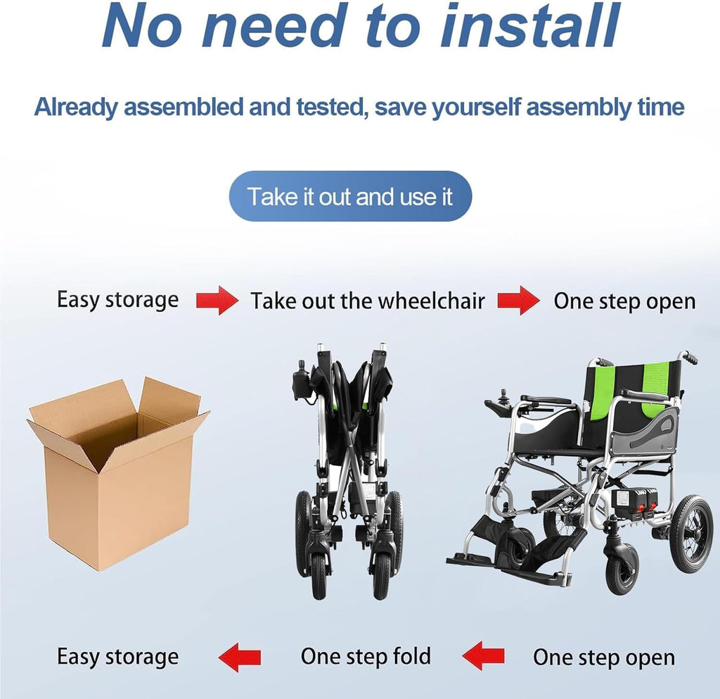 Ultra Lightweight Foldable Electric Wheelchair 30Lbs 5.2AH 2X250w X523581
