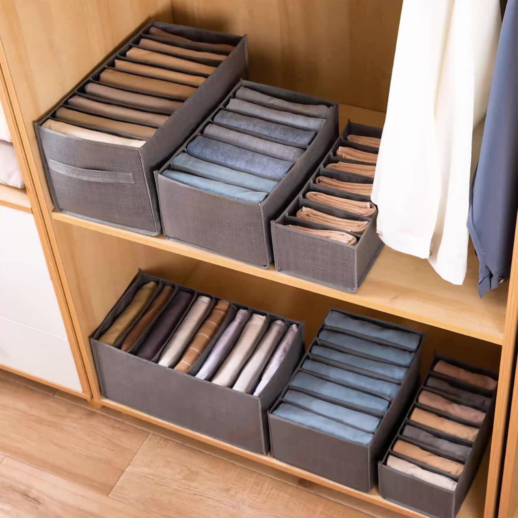 4 Packs 6-Compartment Clothes Organizer Drawer With Handles S649