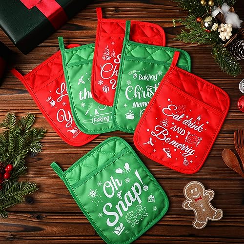 12 Pcs Red Green Pot Holders with Pockets Oven Mitts B330368