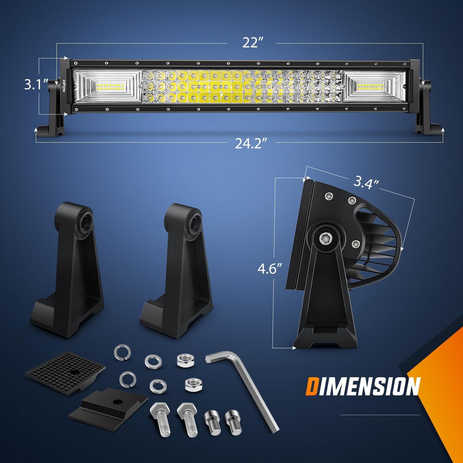 22Inch 270W Triple Row LED Light Bar Flood Spot Combo Beam Driving Lights D947020