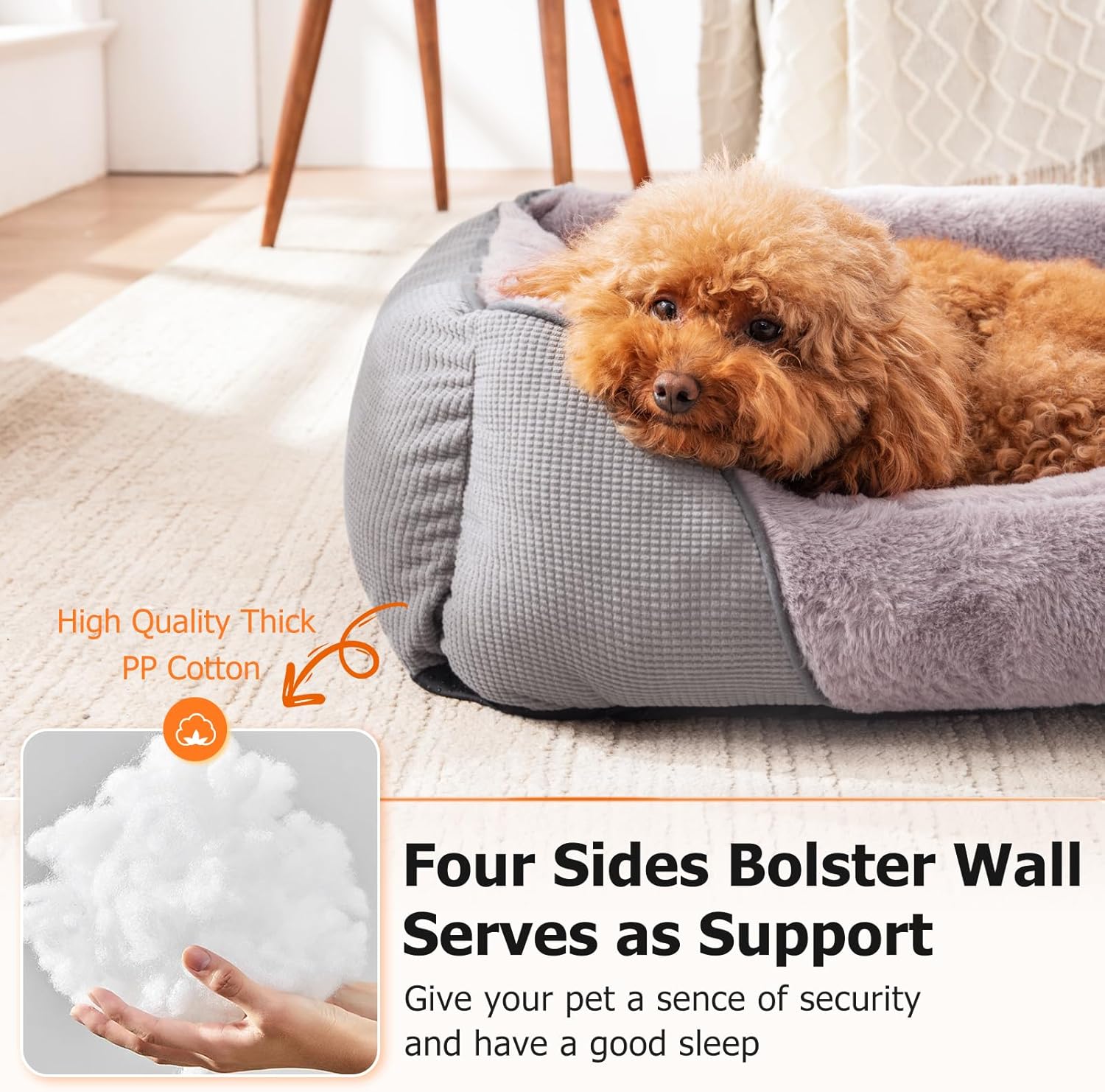 Grey Soft Rectangle Pet Bed 25x21in I886656