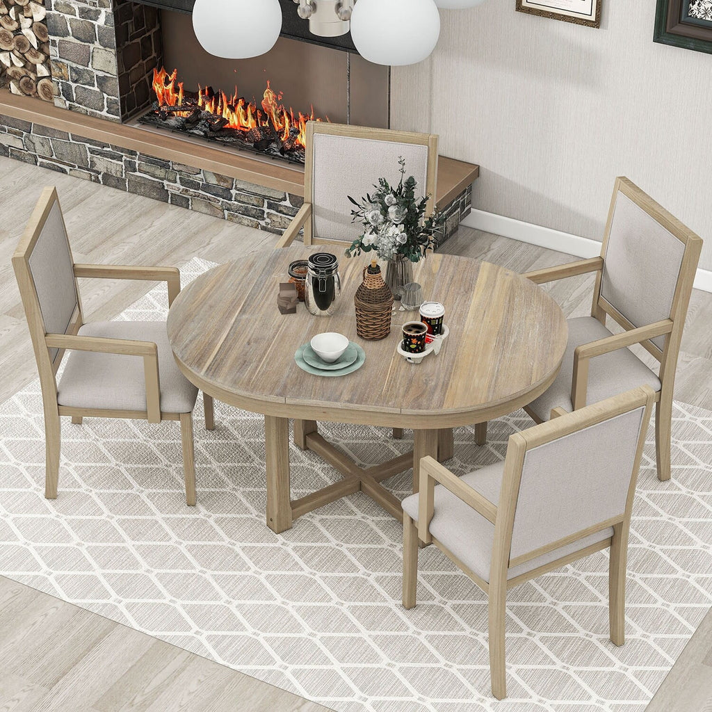 5-Piece Extendable Wood Dining Table Set O99097