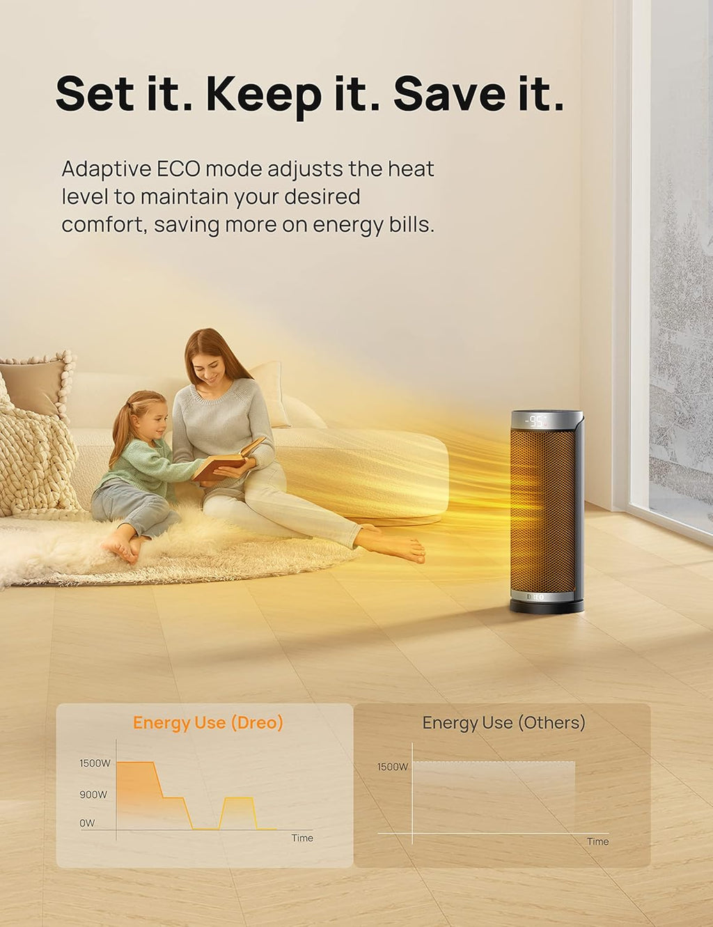 16 inch 1500W Oscillating Electric Space Heater with Remote K16839