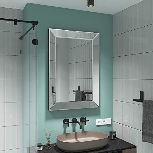 Large Rectangular Wall Mirror 28"x39" Angled Beveled Mirror Frame C127