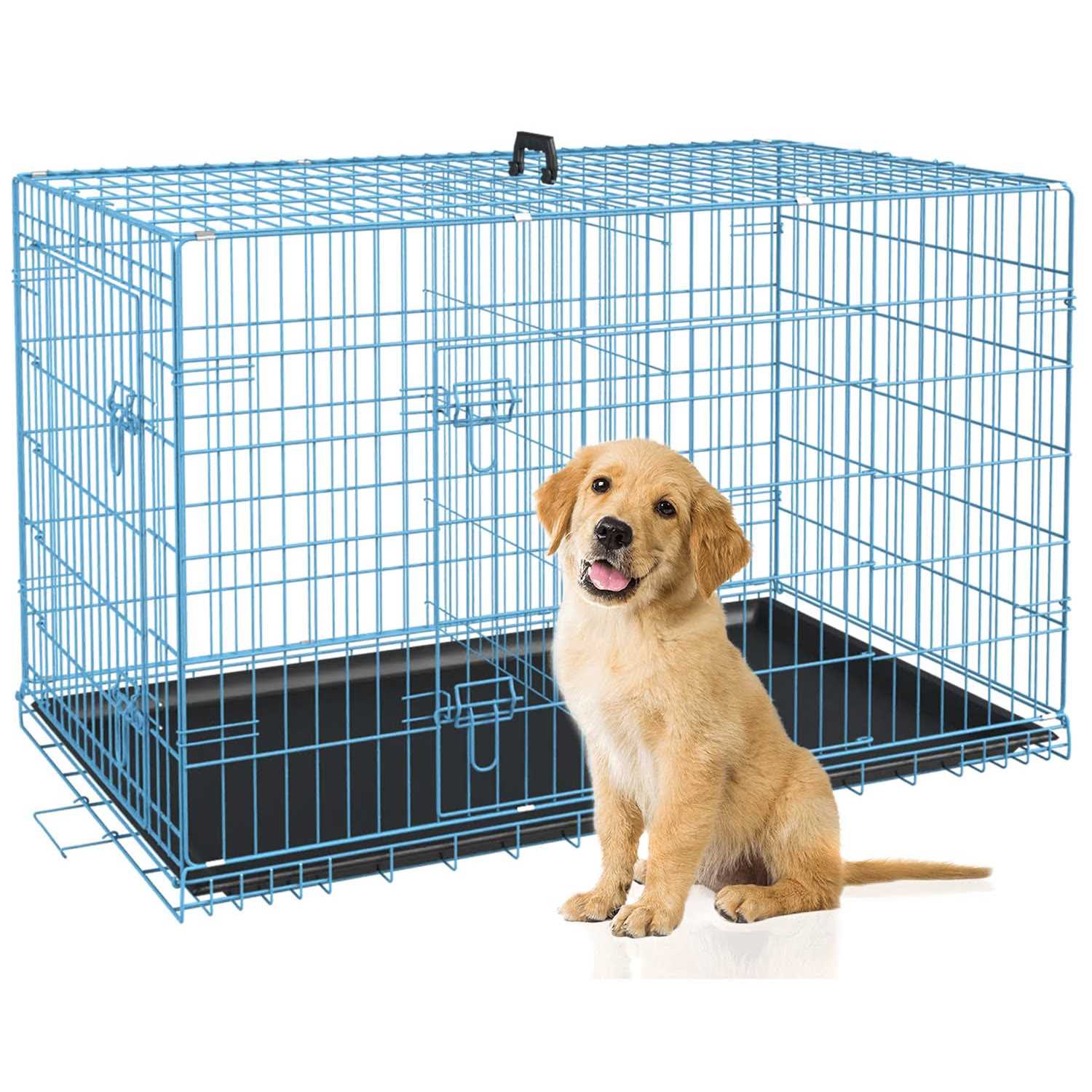 24,30,36,42,48 Inch Folding Metal Wire Dog Crate with Double-Door V968