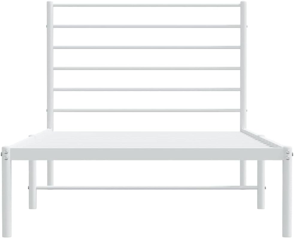 White Metal Bed Frame with Headboard 39.4"x78.7" P759