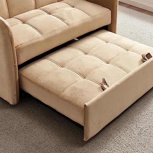 Pink Velvet Full Size Pull Out Sofa with USB Port Y144