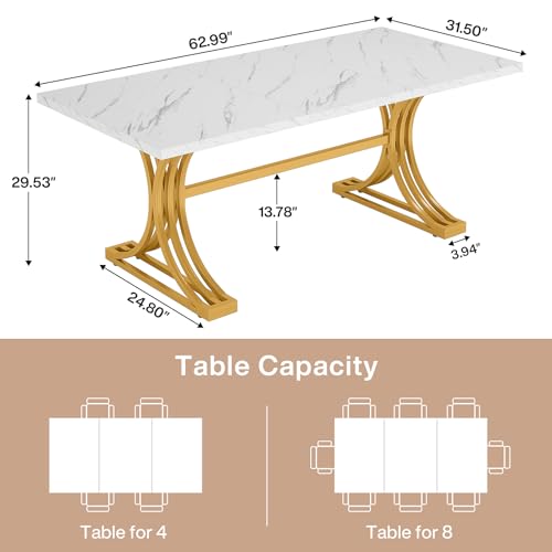 63-Inch Rectangular Dining Table with Grey Table Top and Metal Legs A6584