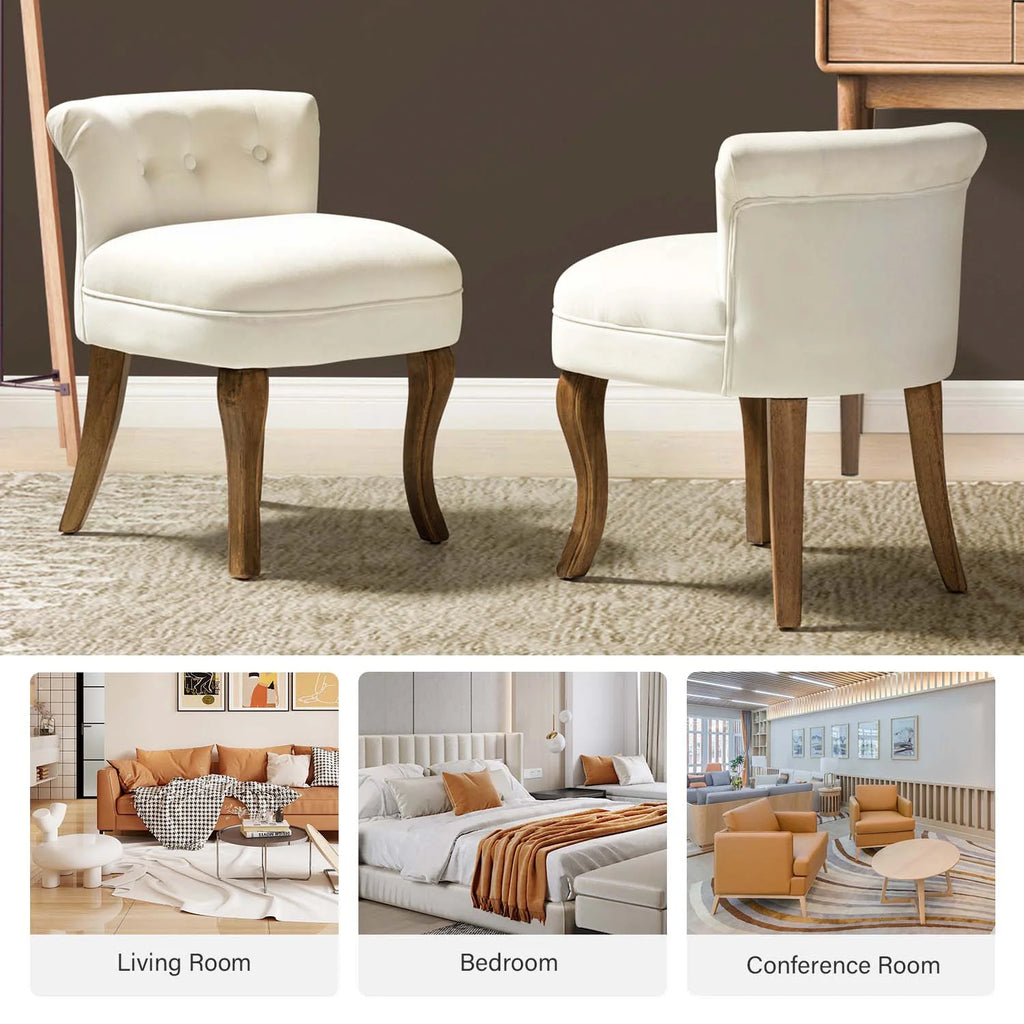Ivory Velvet Vanity Stool A471293