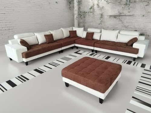 Large 5-Piece Grey Microfiber Fabric Sectional Sofa Set O124