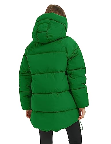 Womens Winter Hooded Quilted Puffer Jacket Mid-Length Down Padded Coat W662215