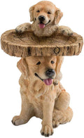 Two Playful Golden Retriever Puppies Resin Birdbath, 13¼ Dia. x 22 H M30033