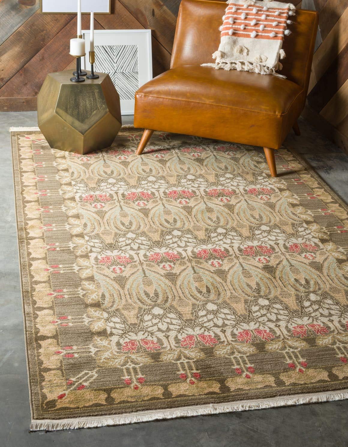 10' 6" x 16' 5" Rectangle Brown Light Blue Area Rug J285291