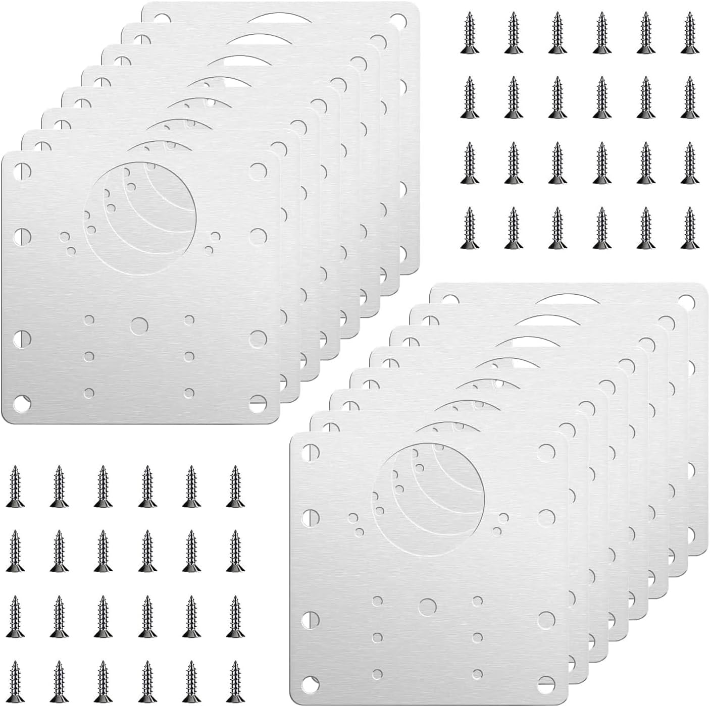 16pack Stainless Steel Cabinet Hinge Repair Plate kit with Mounting Screws Y5220