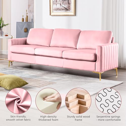 Pink Velvet 3 Piece Sofa Set A3120