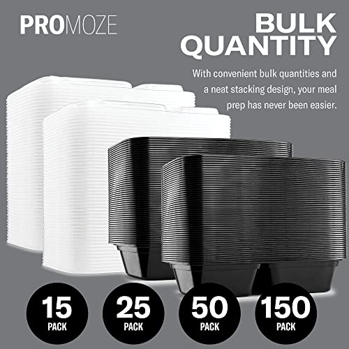 50-Pack 32 oz 2 Compartment Reusable BPA Free Plastic Food Storage Containers with Lids R92384