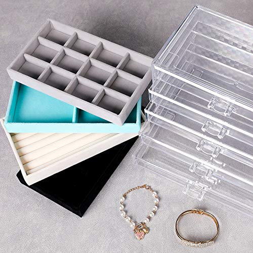 5 Layers Clear Acrylic Velvet Jewelry Box with 5 Drawers W934796