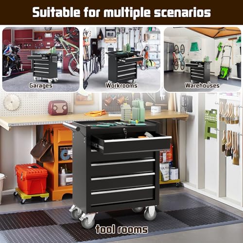 4-Drawer Black Rolling Tool Chest with Wheels L99024
